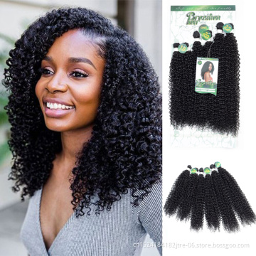 Japanese Kaneka fiber different colors kinky curly synthetic hair bundles, different colors synthetic hair weave in stock